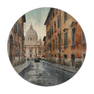 Planche À Découper Style Vintage Rome Voyage Aquarelle Italienne