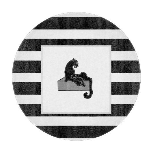 Planche À Découper Stylish Black Panther Cat White (Devant)