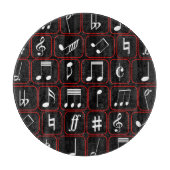 Planche À Découper Stylish red black and white geometric music notes (Devant)