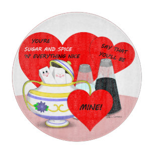 Planche À Découper Sucre et Épice - Art de carte de la Saint-Valentin