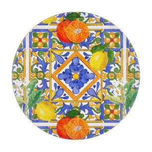 Planche À Découper Summer , Sicilian tiles ,citrus,oranges,majolica  