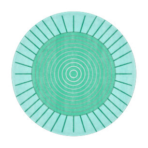 Planche À Découper Sunburst géométrique moderne - Aqua et Seafoam Gre
