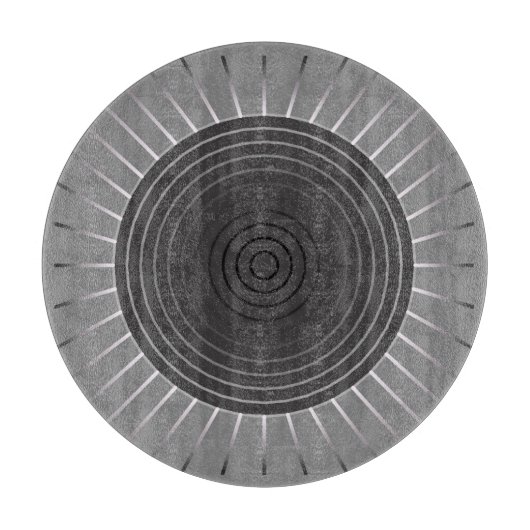 Planche À Découper Sunburst géométrique moderne - Hématite foncé gris (Devant)