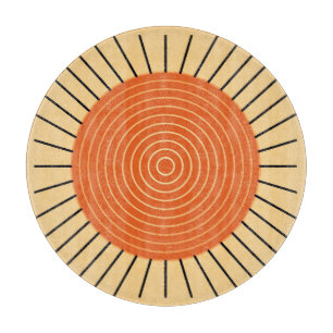 Planche À Découper Sunburst géométrique moderne - Mandarin Orange