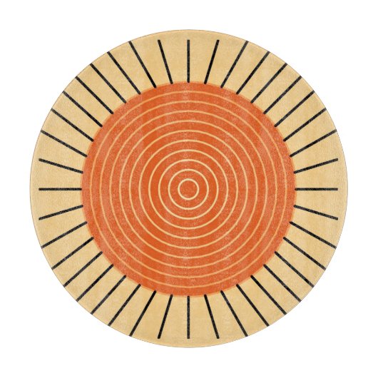 Planche À Découper Sunburst géométrique moderne - Mandarin Orange (Devant)