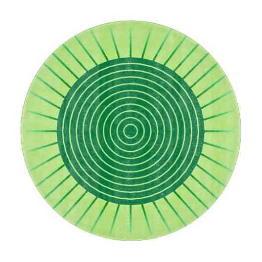 Planche À Découper Sunburst géométrique moderne - Vert émeraude et ch (Devant)