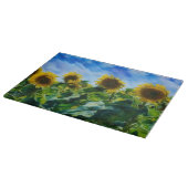 Planche À Découper Sunflower Field Art on Glass Cutting Board (Coin)
