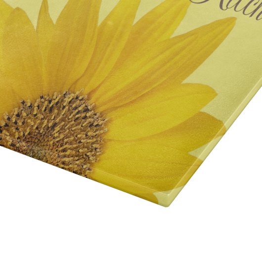 Planche À Découper Sunflower jaune Nom personnalisé (Coin)