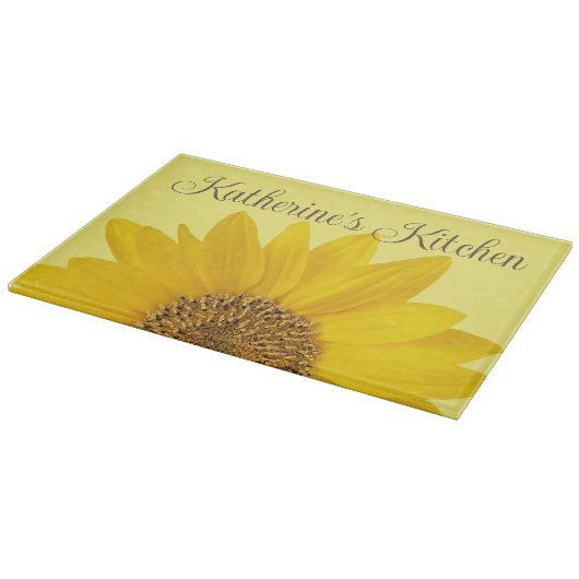Planche À Découper Sunflower jaune Nom personnalisé (Coin)