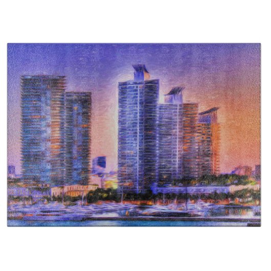 Planche À Découper Sunrise de Miami Skyline (Devant)