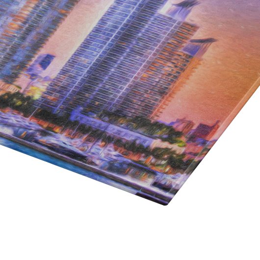 Planche À Découper Sunrise de Miami Skyline (Coin)
