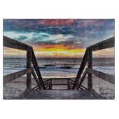 Planche À Découper Sunset Beach Vue de Rustic Wood Deck (Devant)