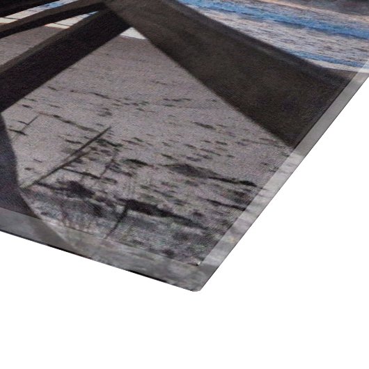 Planche À Découper Sunset Beach Vue de Rustic Wood Deck (Coin)