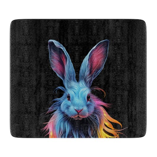 Planche À Découper Superbe Lapin Bleu en feu (Devant)