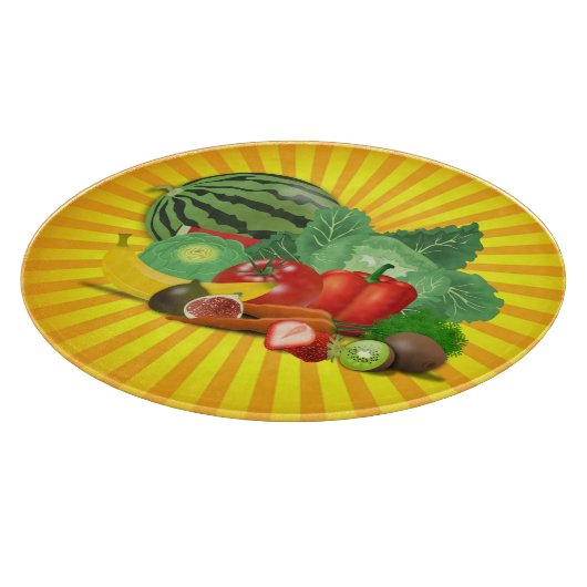 Planche À Découper Superbes fruits Légumes et soleil (Coin)