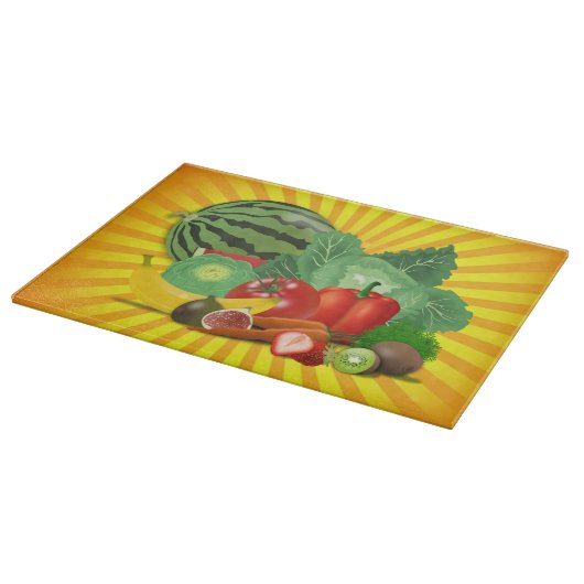 Planche À Découper Superbes fruits Légumes et soleil (Coin)