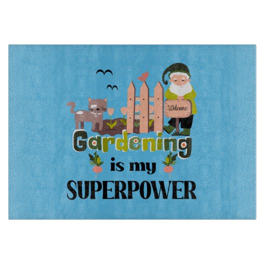 Planche À Découper Superpuissance du jardin, jardinier mignon (Devant)