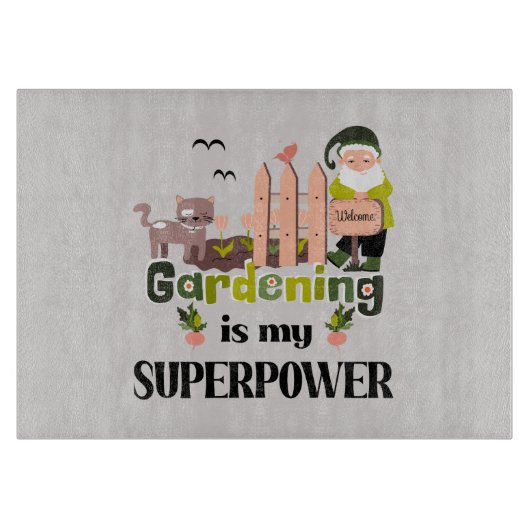 Planche À Découper Superpuissance du jardin, jardinier mignon (Devant)