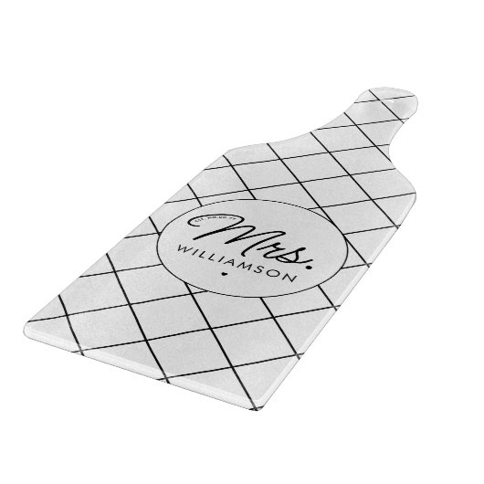 Planche À Découper Sur Mesure, Mme Est. Script élégant moderne nouvel (Coin)