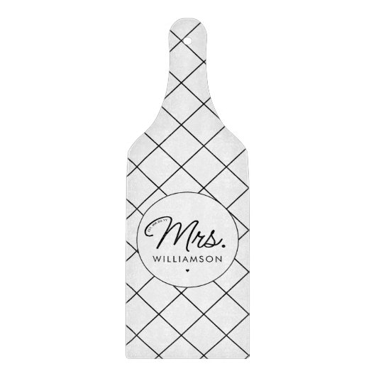 Planche À Découper Sur Mesure, Mme Est. Script élégant moderne nouvel (Devant)