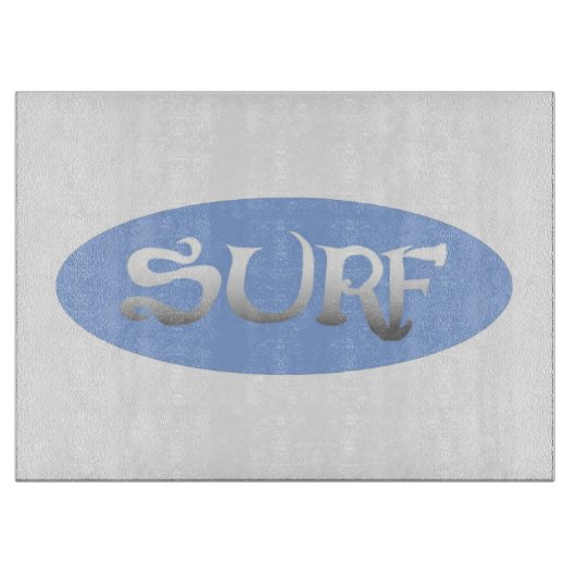 Planche À Découper Surf blanc bleu ovale (Devant)