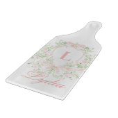 Planche À Découper Sweet Crest avec rubans roses | Monogramme (Coin)