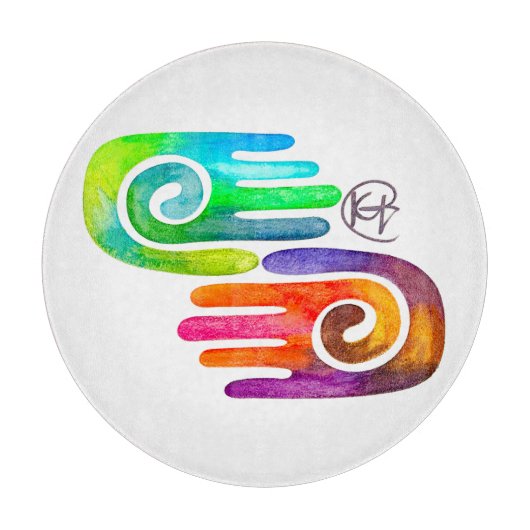 Planche À Découper Swirl Hamsas Aquarelle Art (Devant)