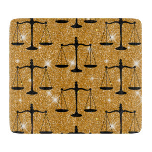 Planche À Découper Symbole de Justice Balance dorée scintillante