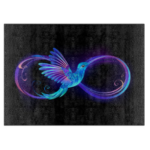 Planche À Découper Symbole de l'infini néon avec colibri lumineux