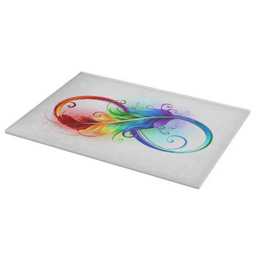 Planche À Découper Symbole d'infini avec plume arc-en-ciel (Coin)