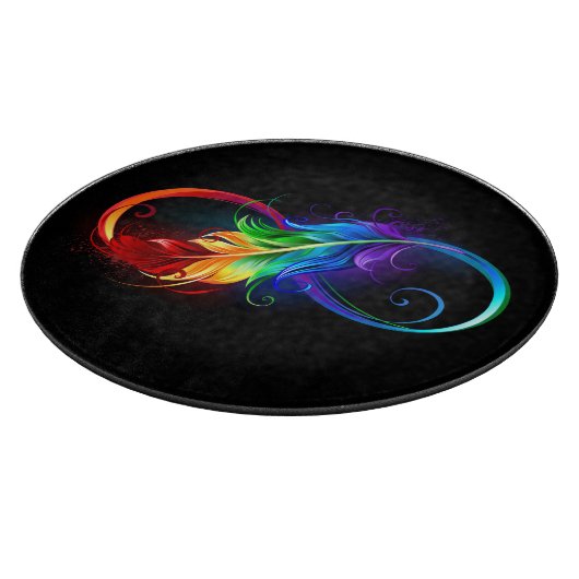 Planche À Découper Symbole d'infini avec plume arc-en-ciel (Coin)