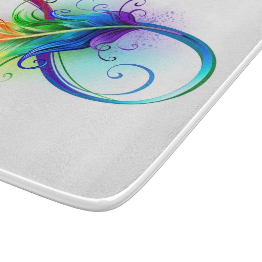 Planche À Découper Symbole d'infini avec plume arc-en-ciel (Coin)
