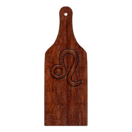 Planche À Découper Symbole Leo Zodiac en bois de mahogany (Devant)