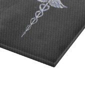 Planche À Découper Symbole Médicale Chrome Caduceus Fibre de carbone  (Coin)