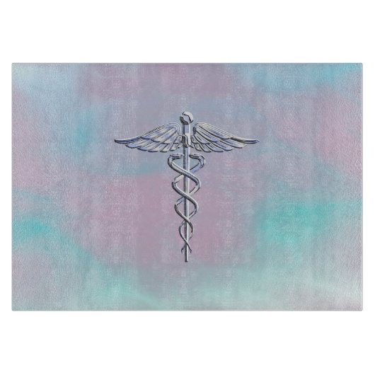 Planche À Découper Symbole Médicale Silver Caduceus Mother Pearl (Devant)