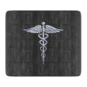 Planche À Découper Symbole Médicale Silver Caduceus Style fibre de ca (Devant)