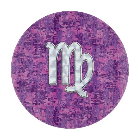 Planche À Découper Symbole Virgo Zodiac Camouflage numérique Fuchsia  (Devant)