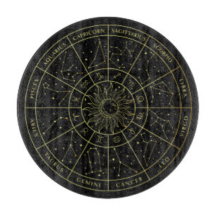 Planche À Découper Symbole Zodiac horoscope constellations carte or