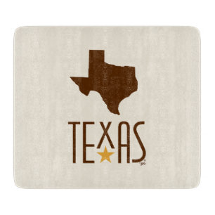 Planche À Découper Symboles du Texas, État du Texas, marron