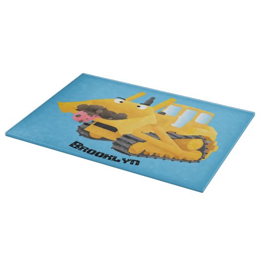 Planche À Découper Sympa joli caractère de dessin animé au bulldozer (Coin)