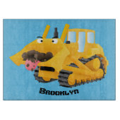 Planche À Découper Sympa joli caractère de dessin animé au bulldozer (Devant)