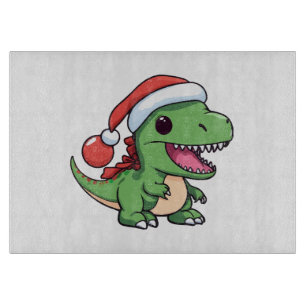 Planche À Découper T-Rex dinosaure mignon avec un chapeau de Noël