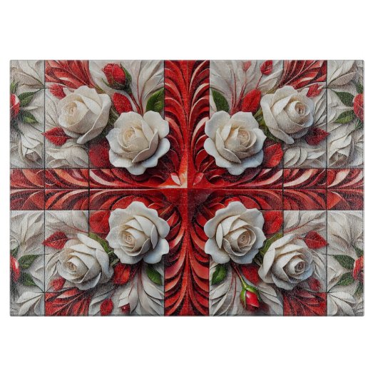 Planche À Découper Table de coupe avec Design Rose anglais (Devant)