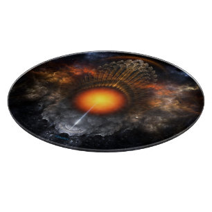 Planche À Découper Table de coupe en verre rond de l'art fractal Drea