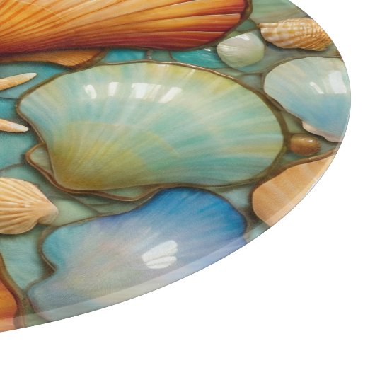 Planche À Découper Table de coupe ronde en verre Costal Delight (Coin)