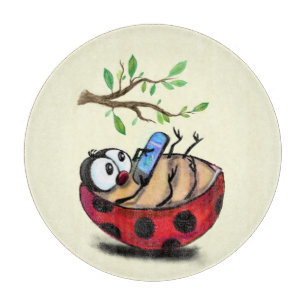 Planche À Découper Table de découpe drôle Happy Ladybug avec téléphon