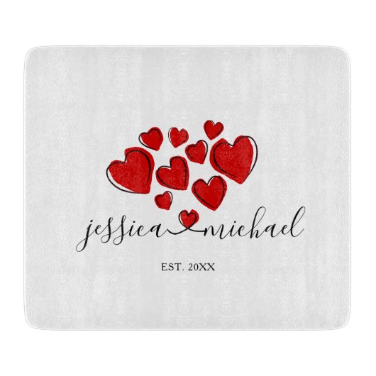 Planche À Découper Table de découpe en verre de Mariage romantique (Devant)