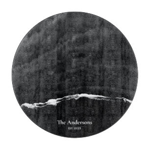 Planche À Découper Tableau de charcuterie en marbre noir personnalisé