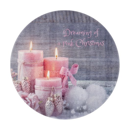 Planche À Découper Tableau de coupe de Noël, Noël rose (Devant)