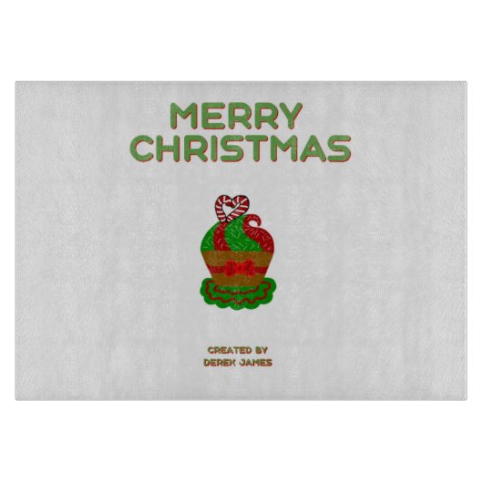 Planche À Découper Tableau de coupe en verre de cupcake de Noël (Devant)